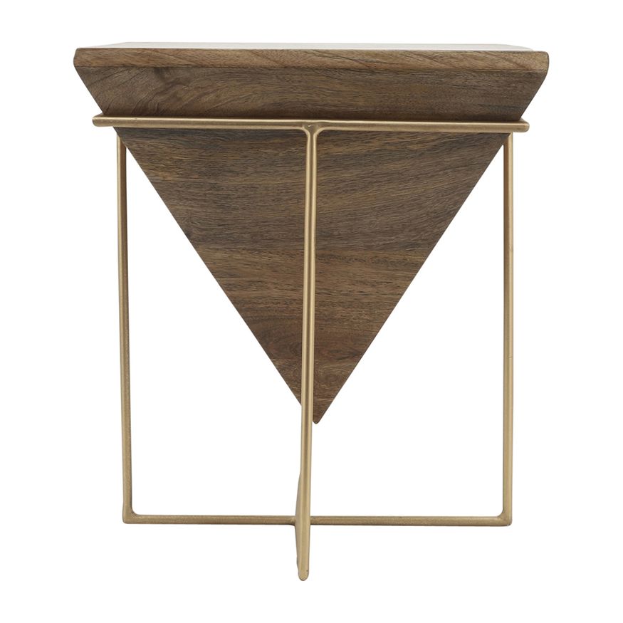 Sagebrook - Wood Inverted Pyramid Side Table in Brown/Gold