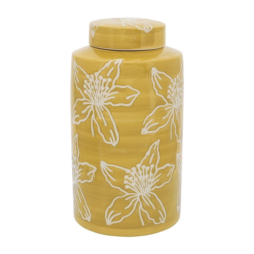 Sagebrook 10" Ceramic Flower Jar With Lid