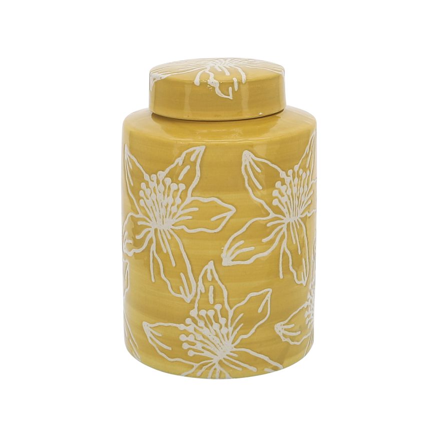 Sagebrook 10" Ceramic Flower Jar With Lid