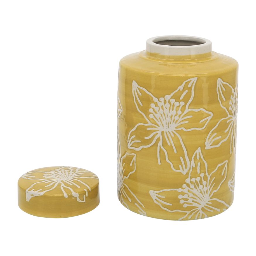 Sagebrook 10" Ceramic Flower Jar With Lid