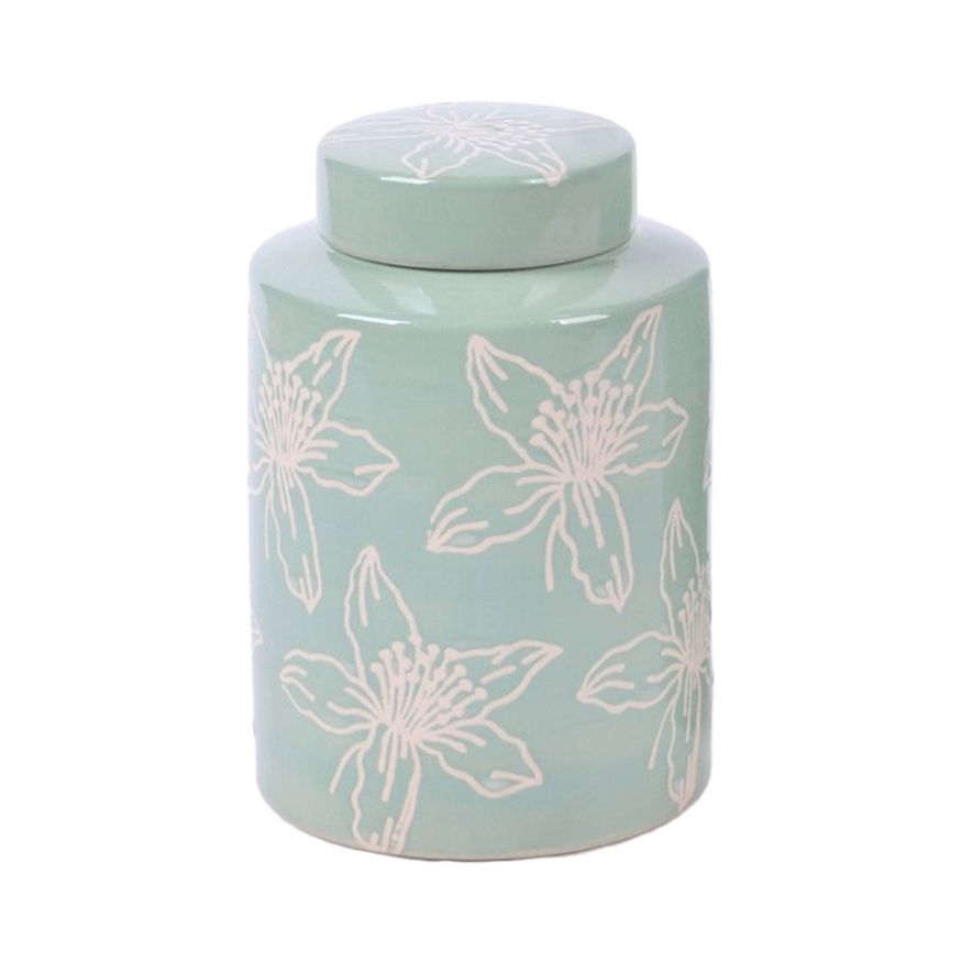 Sagebrook 10" Ceramic Flower Jar With Lid