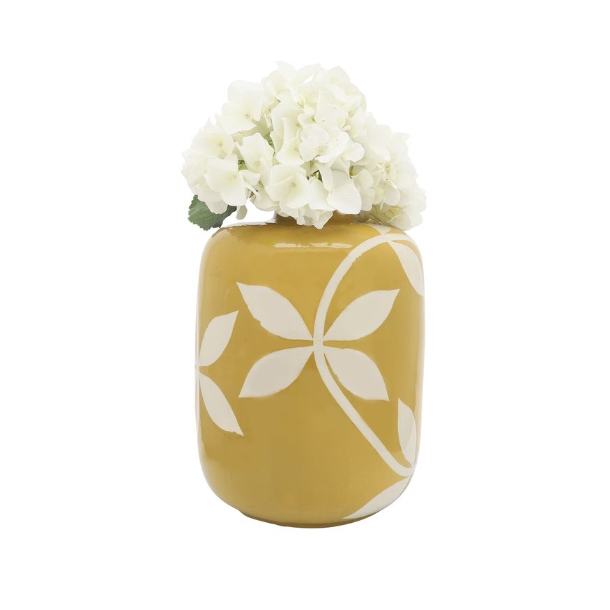 Sagebrook 13" Ceramic Leaf Vase - Yellow