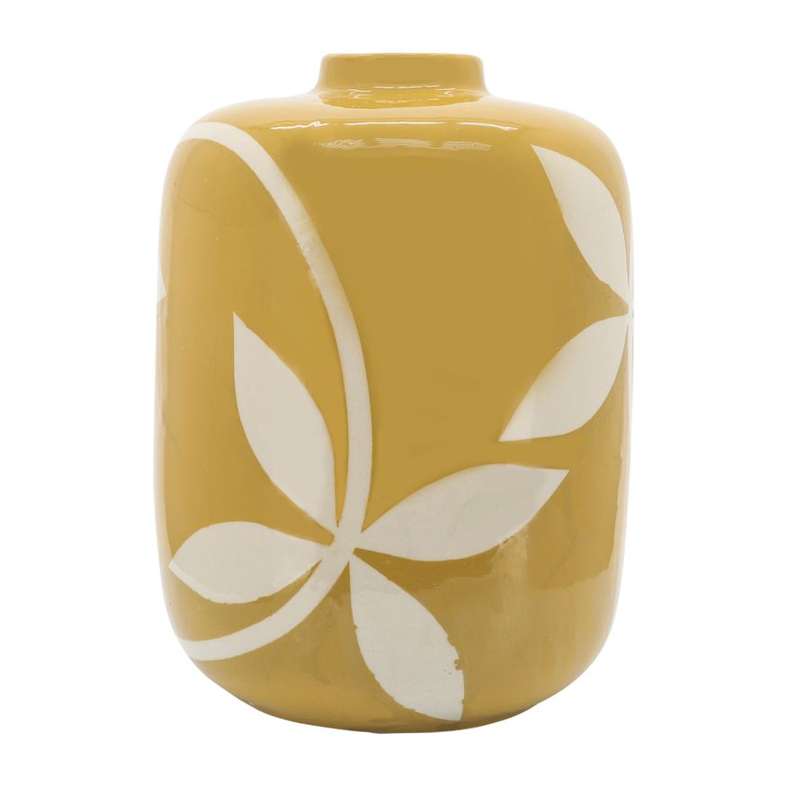 Sagebrook 11" Ceramic Leaf Vase - Yellow