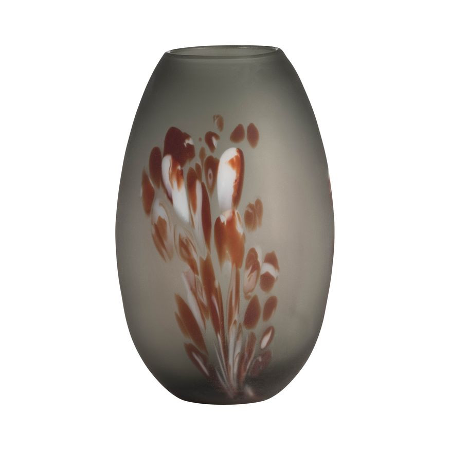 Sagebrook 17" Glass Frosted Vase With Red Detail-Gray