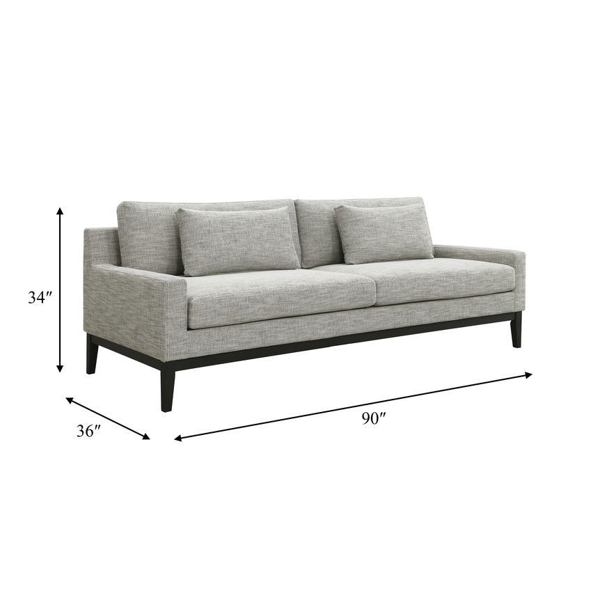 Sagebrook 3-Seater Wood Bolstered Sofa - Gray