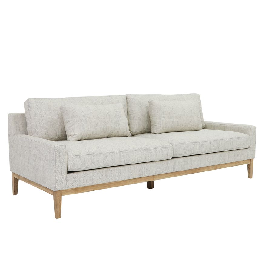 Sagebrook 3-Seater Wood Bolstered Sofa - Beige