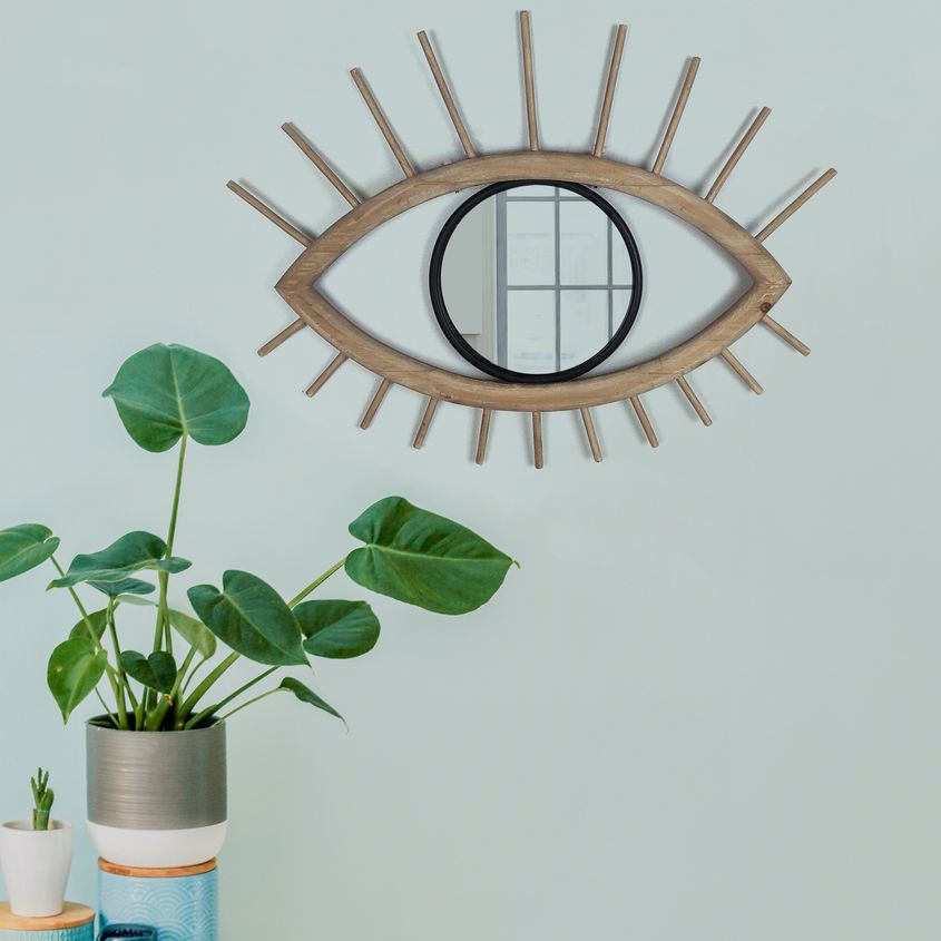 Sagebrook - Wood/Metal Mirrored Eye Wall Decor in Brown