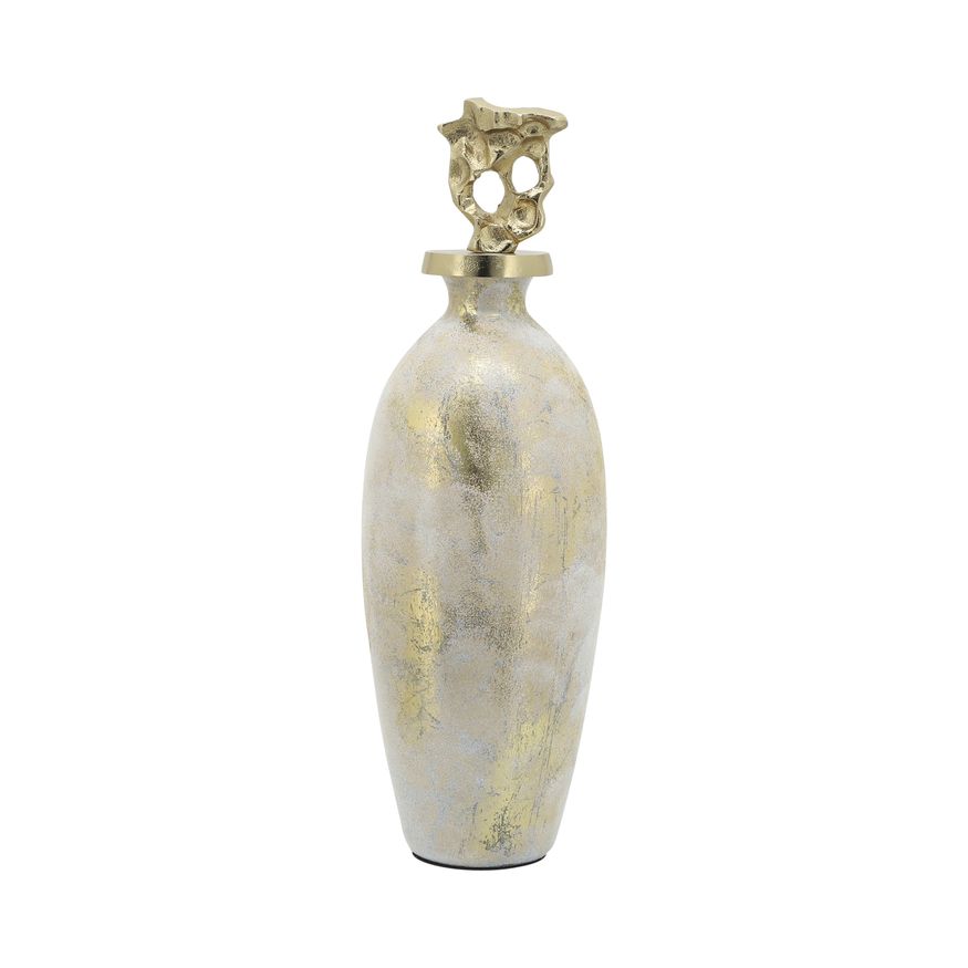 Sagebrook 20" Glass Metal Vase Tribal Topper - White/Gold