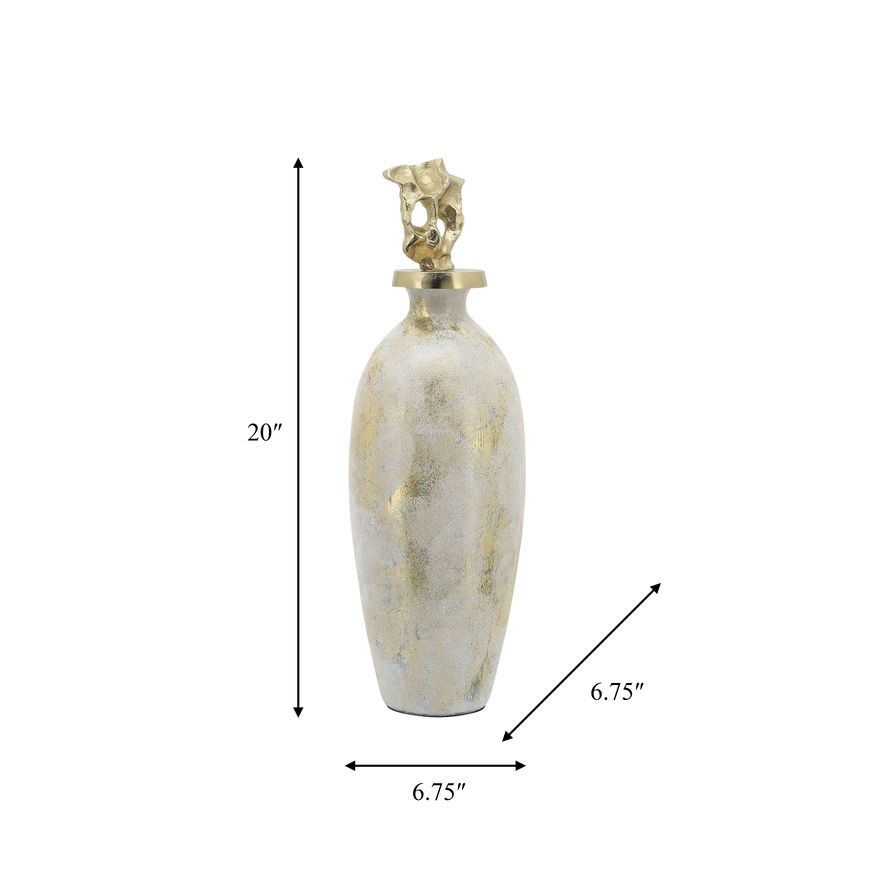 Sagebrook 20" Glass Metal Vase Tribal Topper - White/Gold