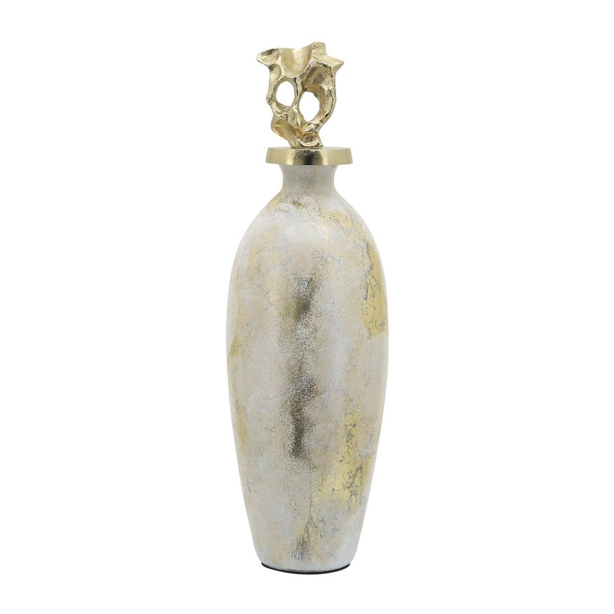 Sagebrook 23" Glass Metal Vase Tribal Topper - White/Gold