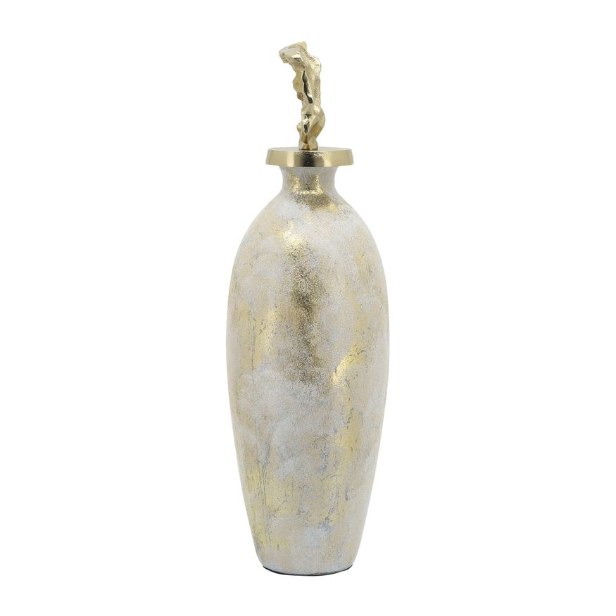 Sagebrook 23" Glass Metal Vase Tribal Topper - White/Gold