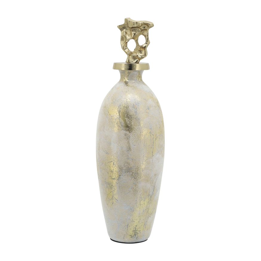 Sagebrook 23" Glass Metal Vase Tribal Topper - White/Gold