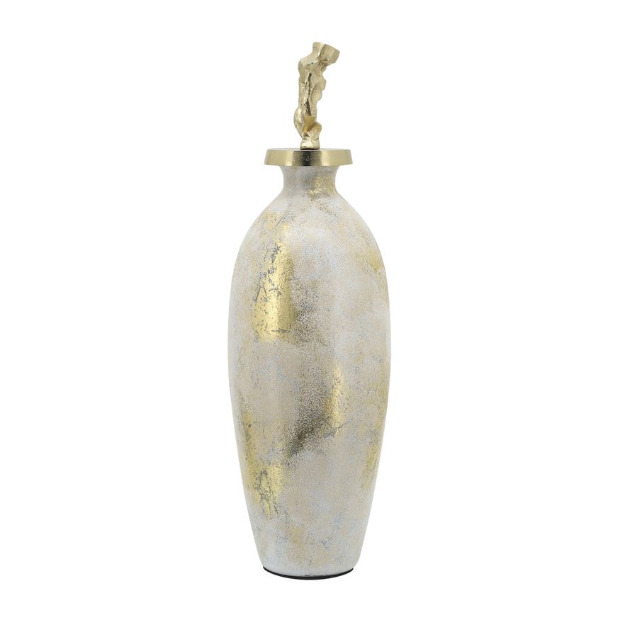 Sagebrook 23" Glass Metal Vase Tribal Topper - White/Gold