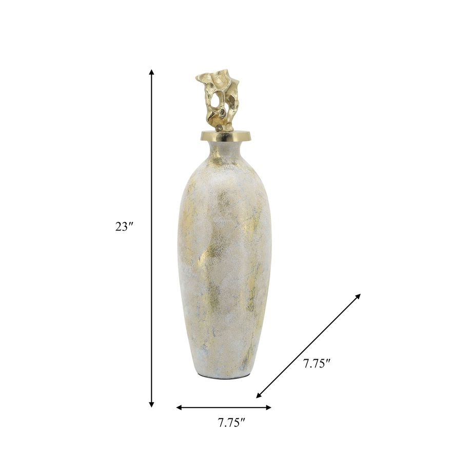 Sagebrook 23" Glass Metal Vase Tribal Topper - White/Gold