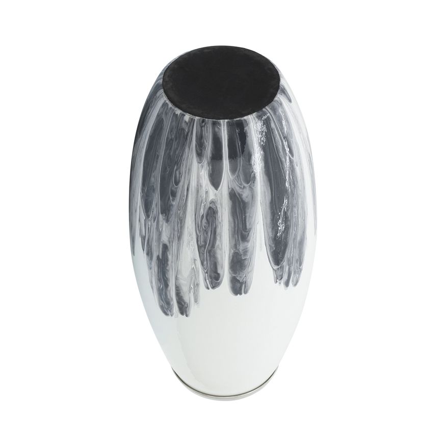 Sagebrook 18" Glass Vase With Metal Ring - White