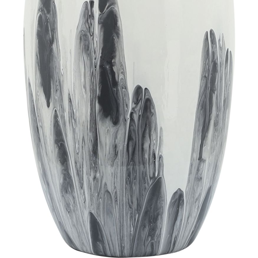 Sagebrook 18" Glass Vase With Metal Ring - White