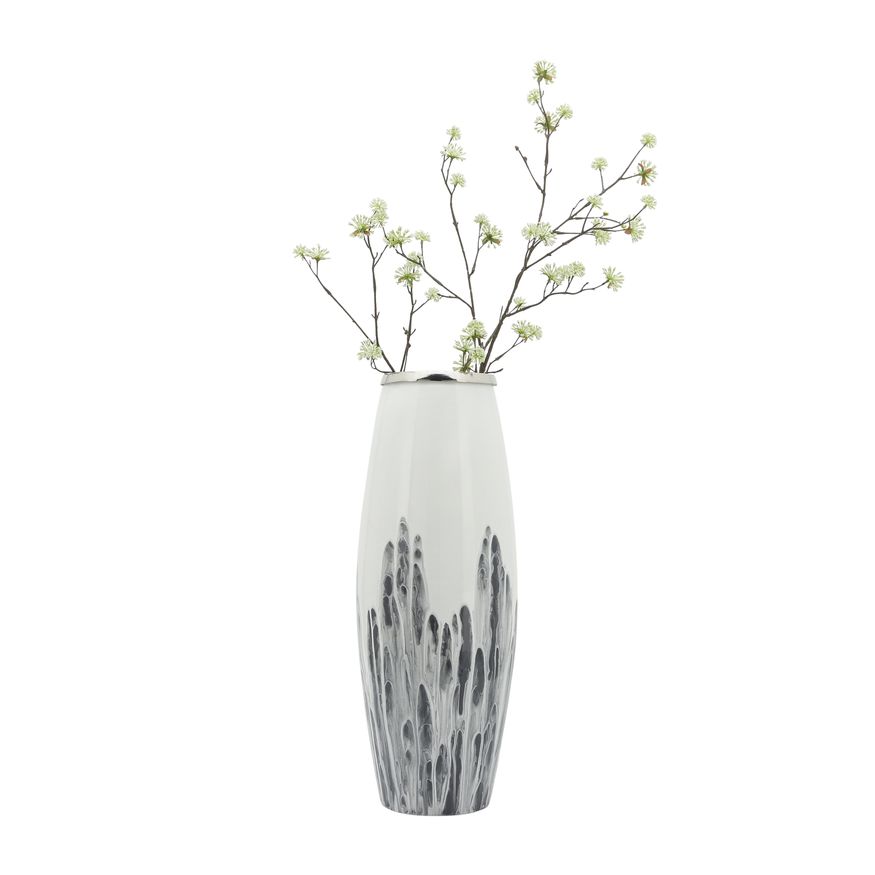 Sagebrook 24" Glass Vase With Metal Ring - White