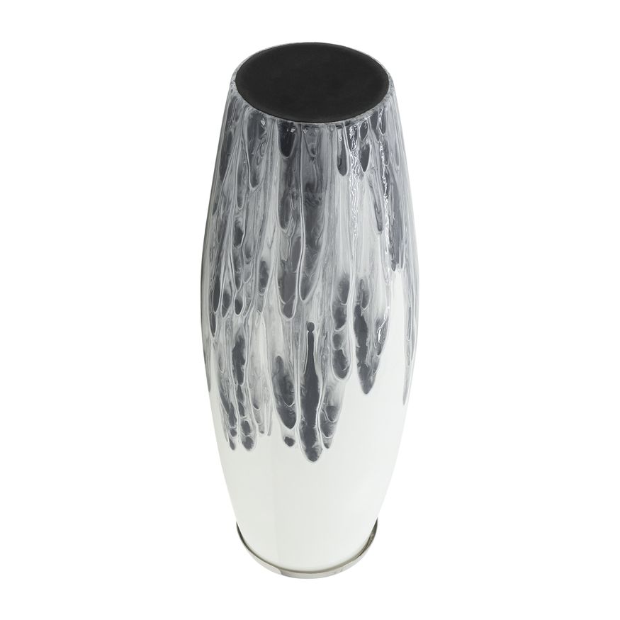 Sagebrook 24" Glass Vase With Metal Ring - White