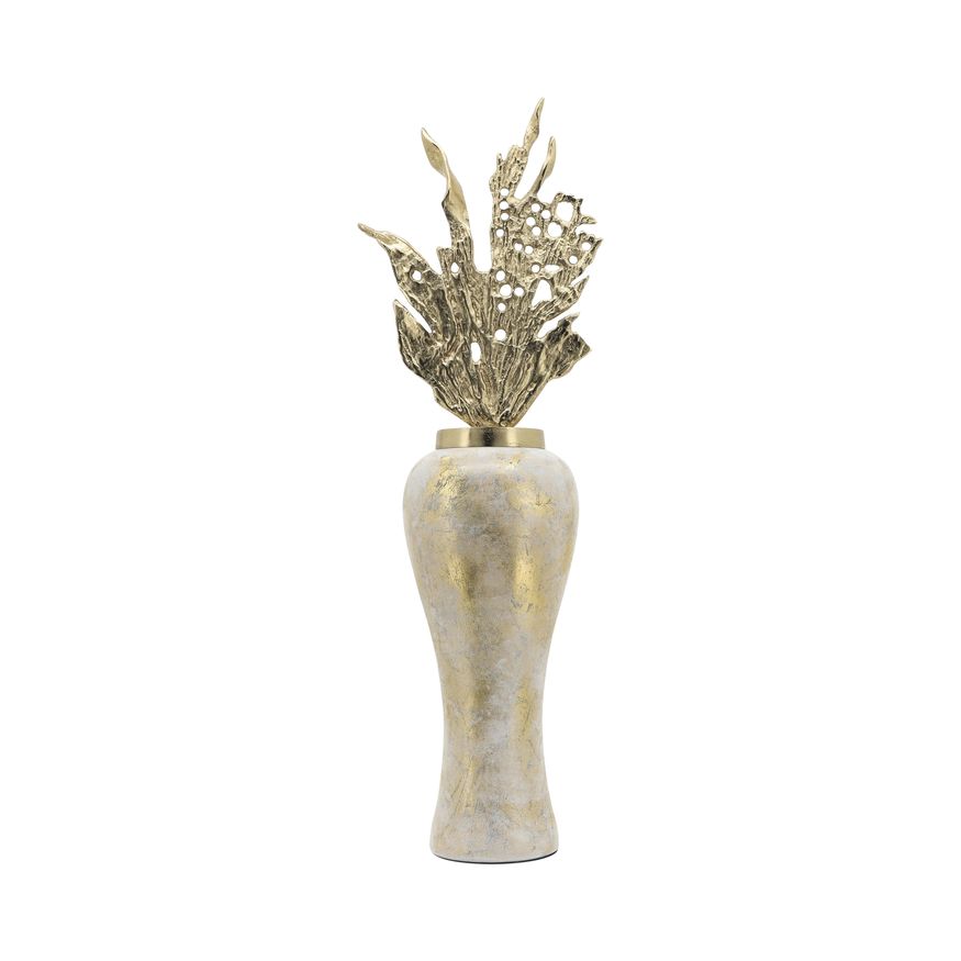 Sagebrook 38" Glass Vase With Aluminum Top - White/Gold