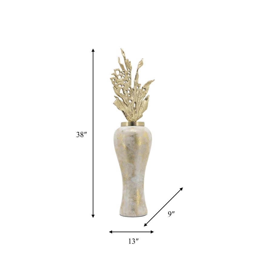 Sagebrook 38" Glass Vase With Aluminum Top - White/Gold