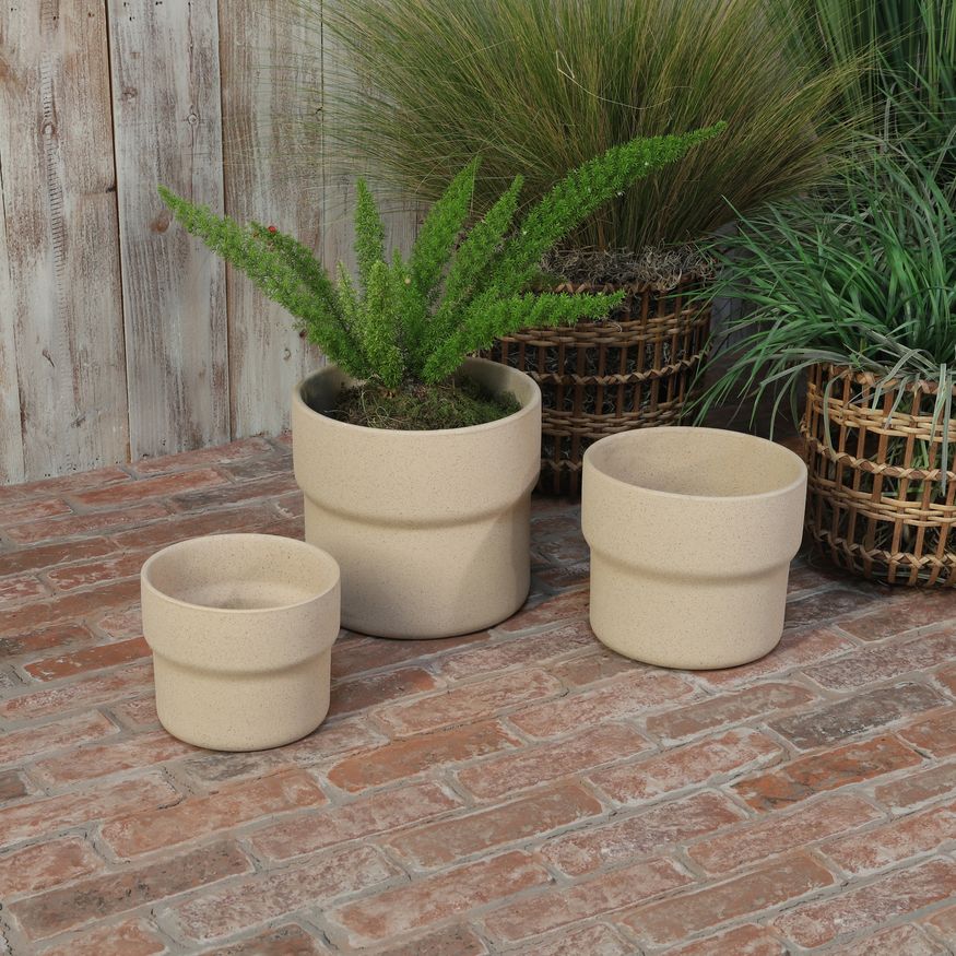 Sagebrook 7"/9"/10" Ceramic Mushroom Planters (Set Of 3) - Tan