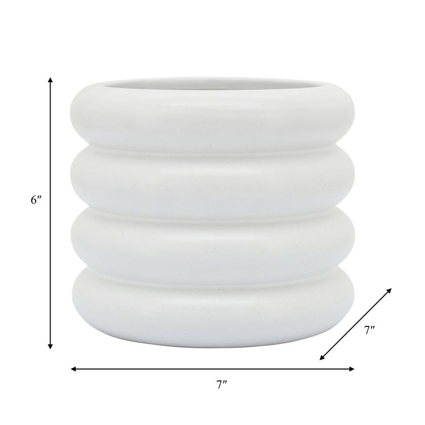 Sagebrook 8" Ceramic Bibendum Planter - White