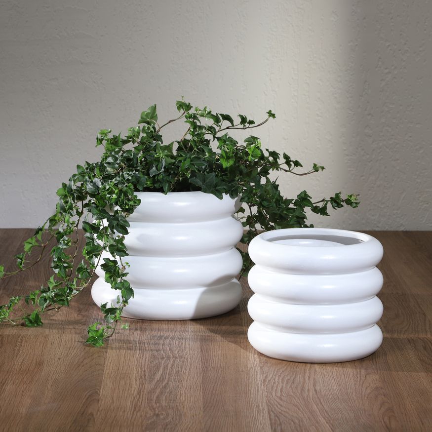 Sagebrook 8" Ceramic Bibendum Planter - White