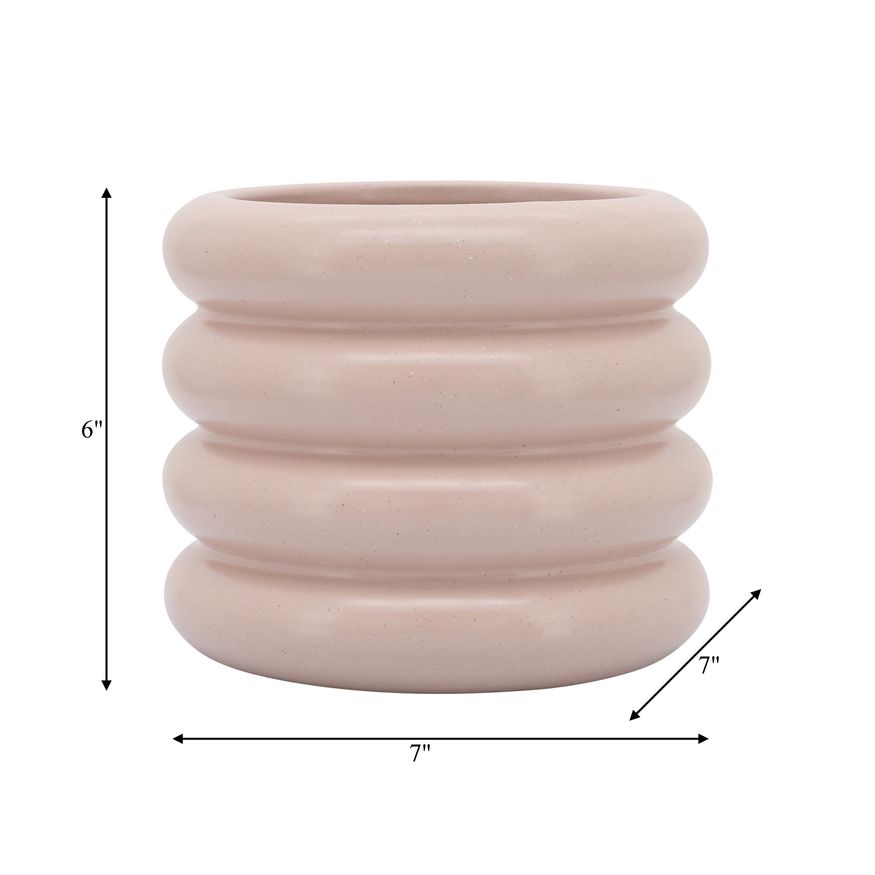 Sagebrook 8" Ceramic Bibendum Planter - Dusty Rose