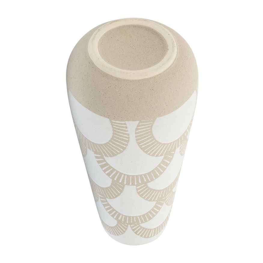 Sagebrook 15" Ceramic Aztec Vase - White