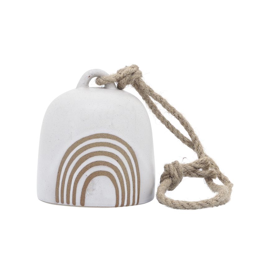 Sagebrook 4" Ceramic Hanging Bell Rainbow - White/Beige