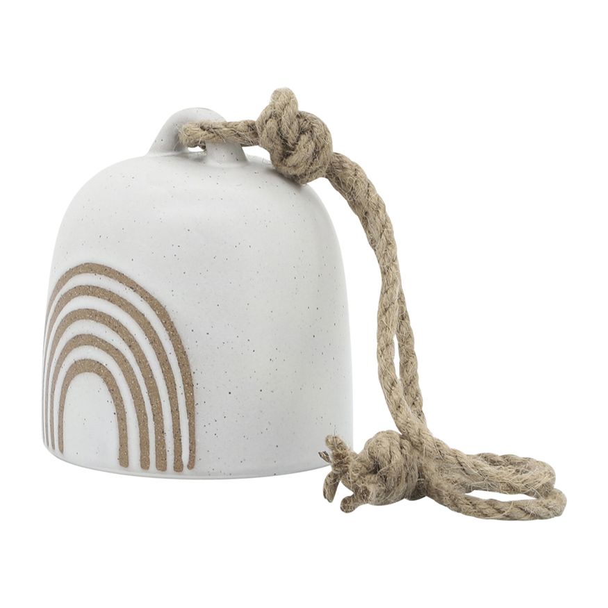 Sagebrook 4" Ceramic Hanging Bell Rainbow - White/Beige