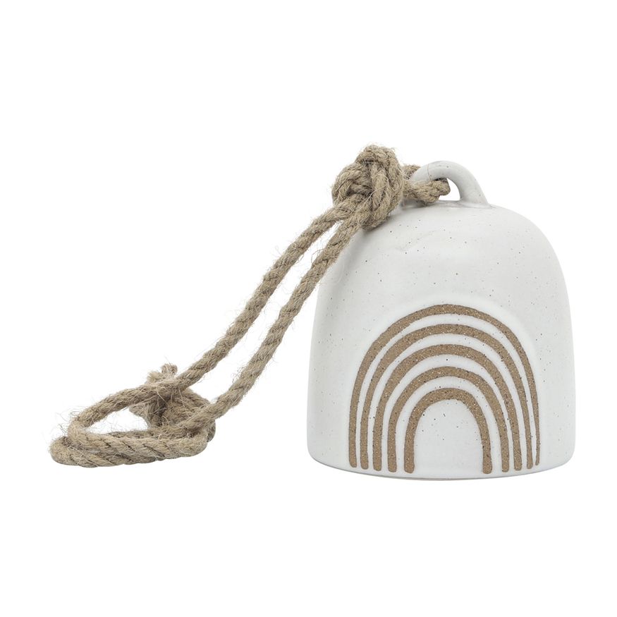 Sagebrook 4" Ceramic Hanging Bell Rainbow - White/Beige