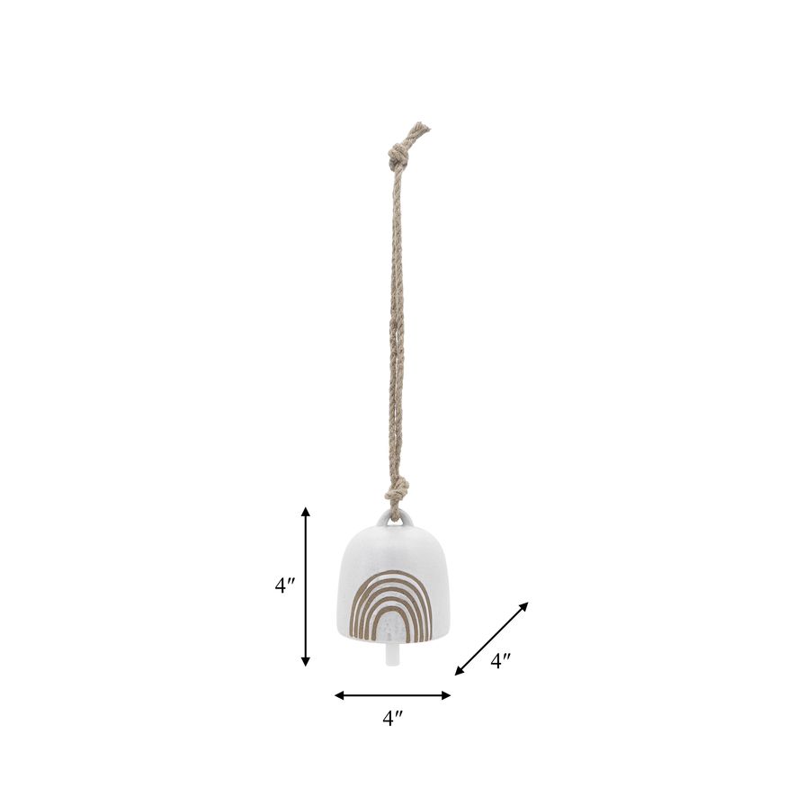 Sagebrook 4" Ceramic Hanging Bell Rainbow - White/Beige