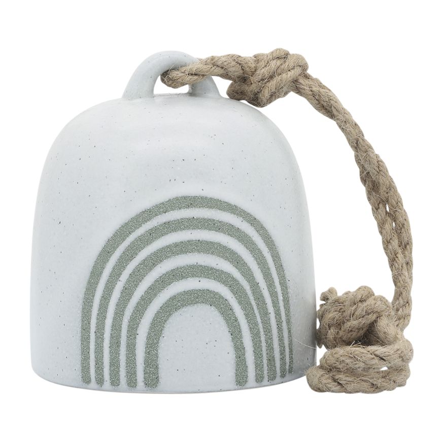 Sagebrook 4" Ceramic Hanging Bell Rainbow - White/Green