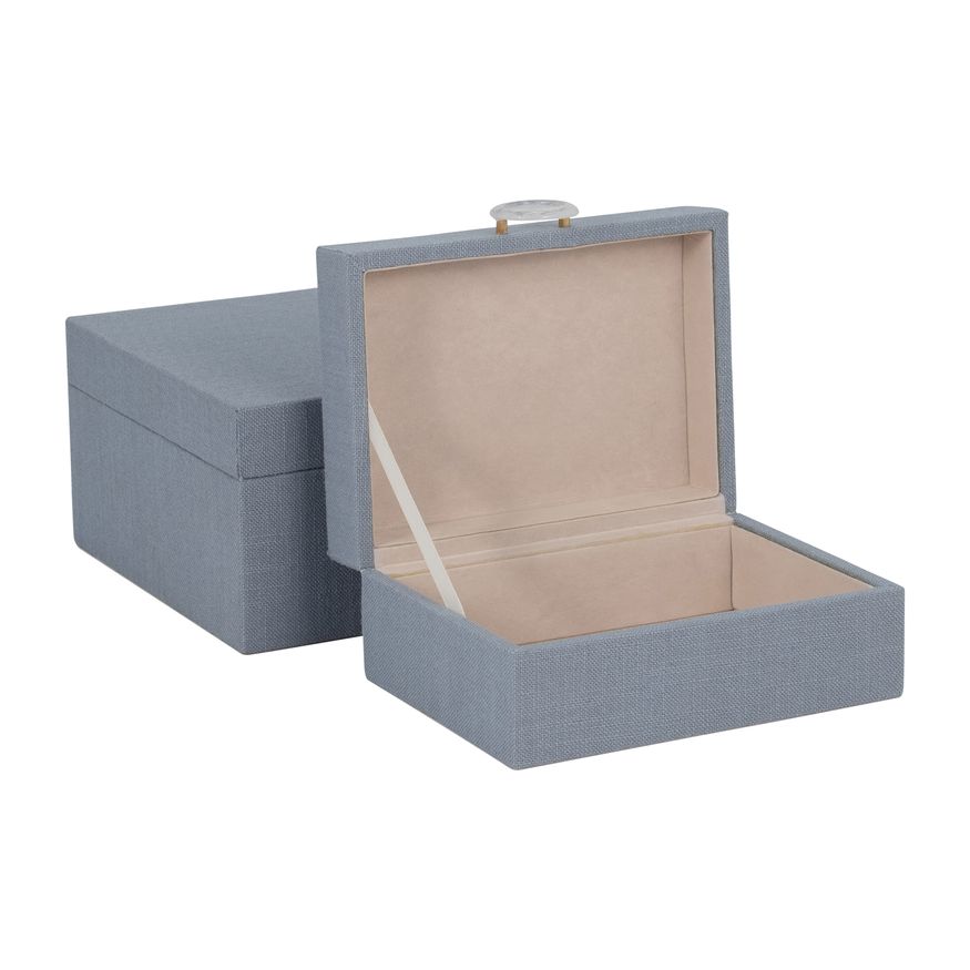 Sagebrook 7"/9" Box With Ring Detail (Set Of 2) - Denim Blue