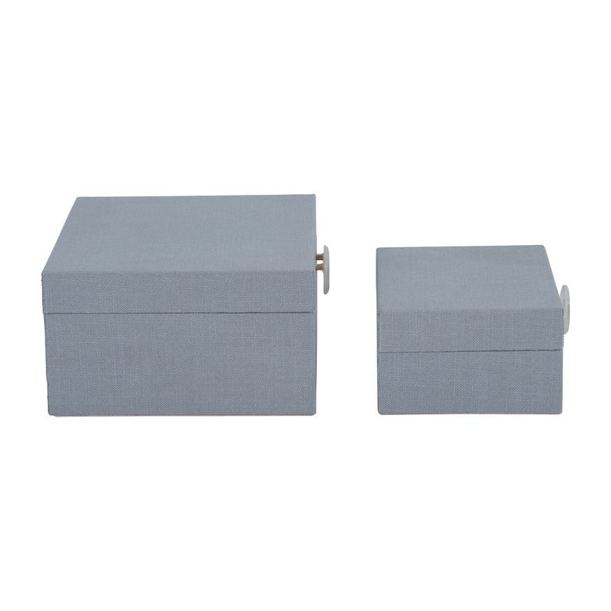 Sagebrook 7"/9" Box With Ring Detail (Set Of 2) - Denim Blue