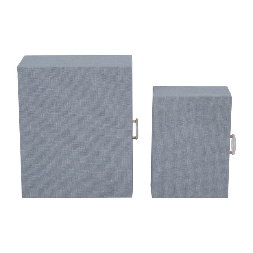 Sagebrook 7"/9" Box With Ring Detail (Set Of 2) - Denim Blue