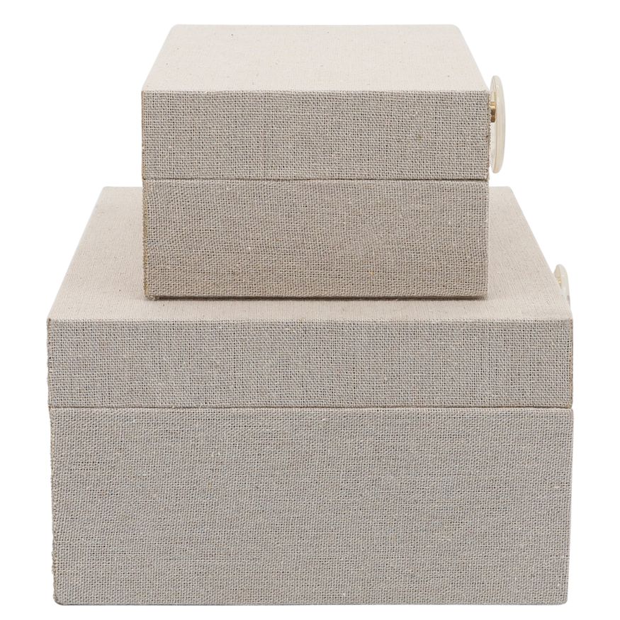 Sagebrook 7"/9" Wood Box With Ring Detail (Set Of 2) - Beige