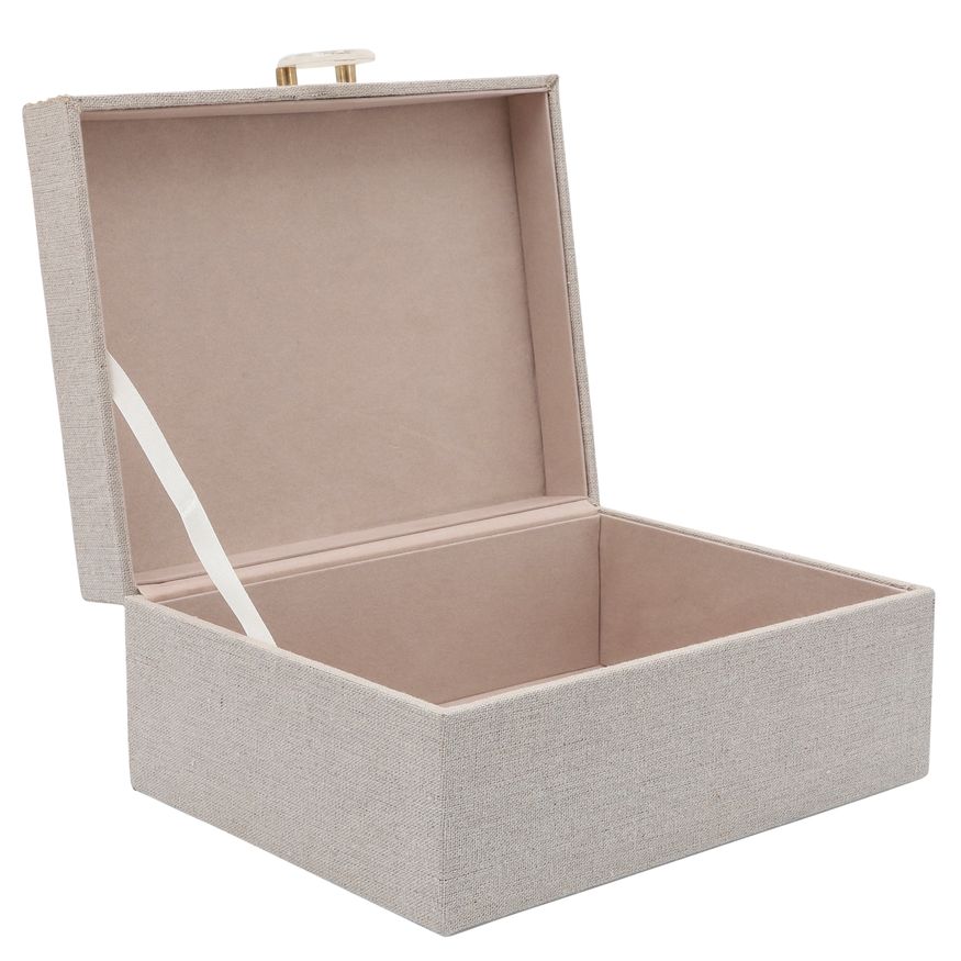 Sagebrook 7"/9" Wood Box With Ring Detail (Set Of 2) - Beige