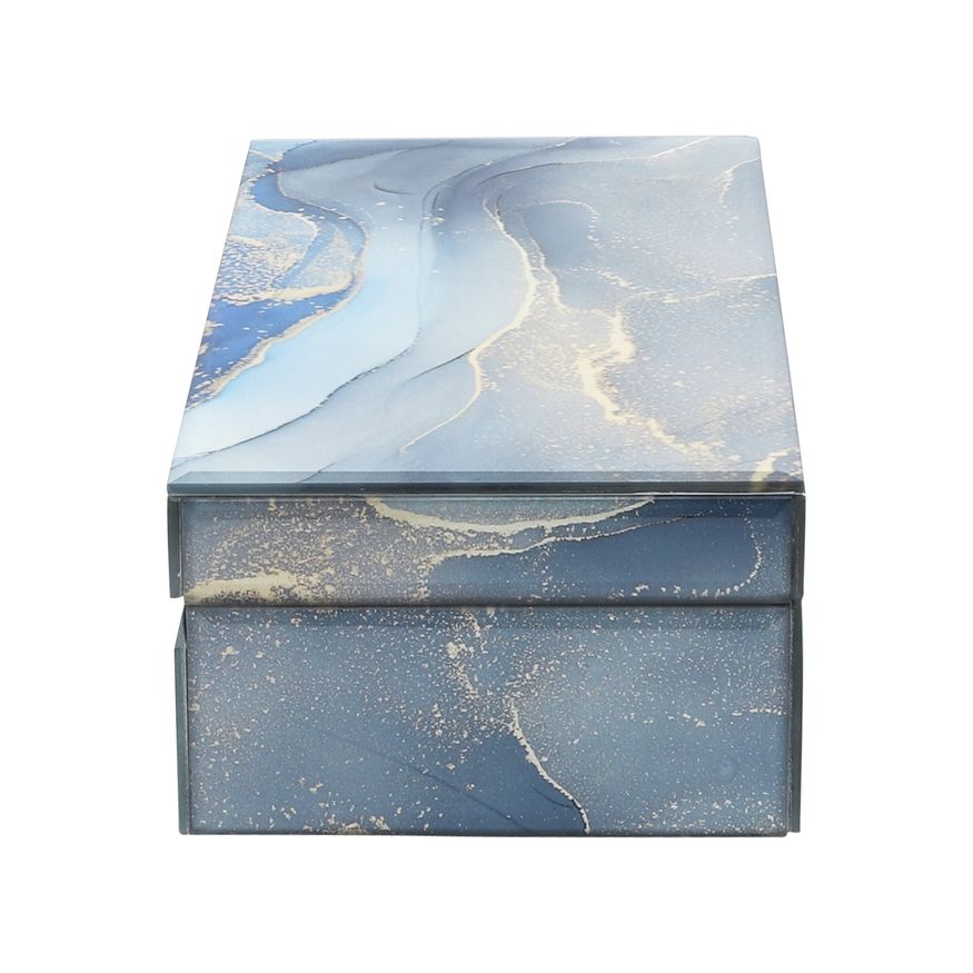 Sagebrook 8"x5" Wood Abstract Box - Blue