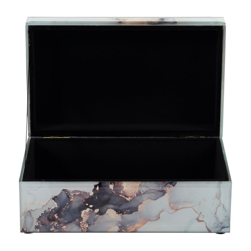 Sagebrook 8"x5" Wood Abstract Box - Black/Gold