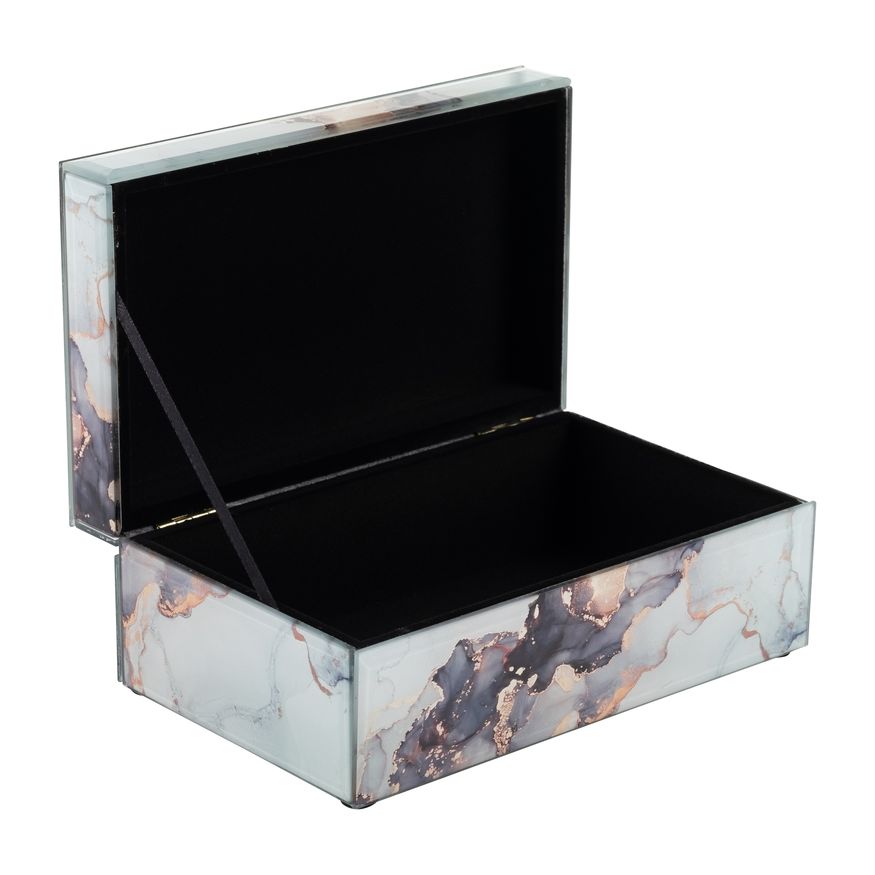 Sagebrook 8"x5" Wood Abstract Box - Black/Gold