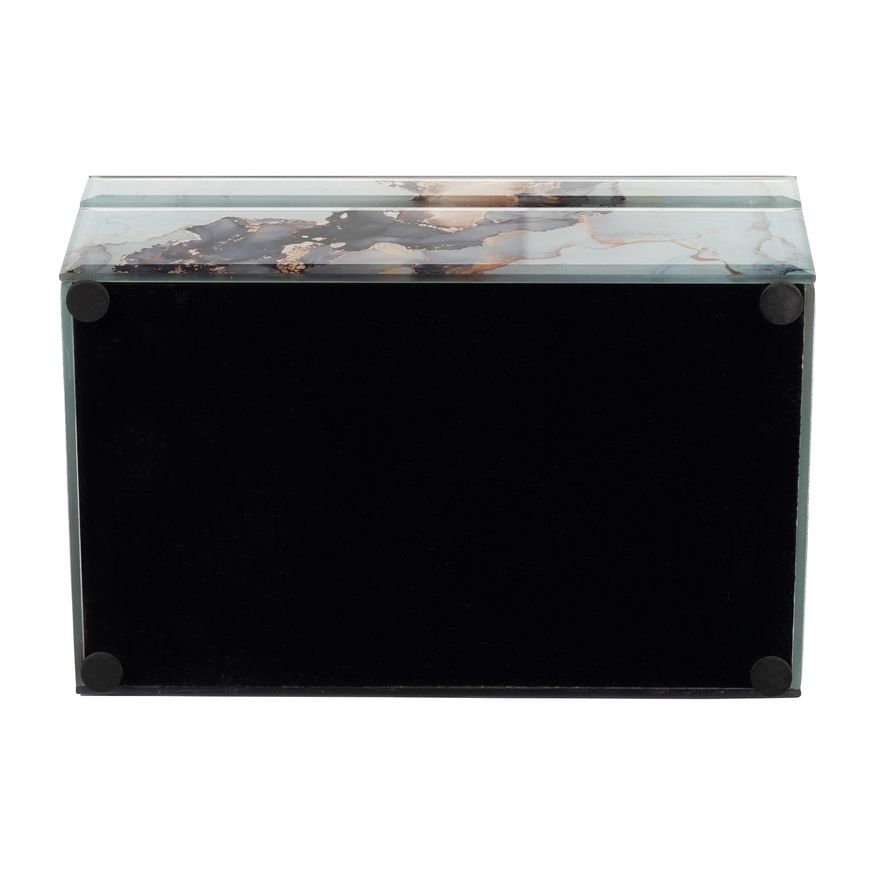 Sagebrook 8"x5" Wood Abstract Box - Black/Gold