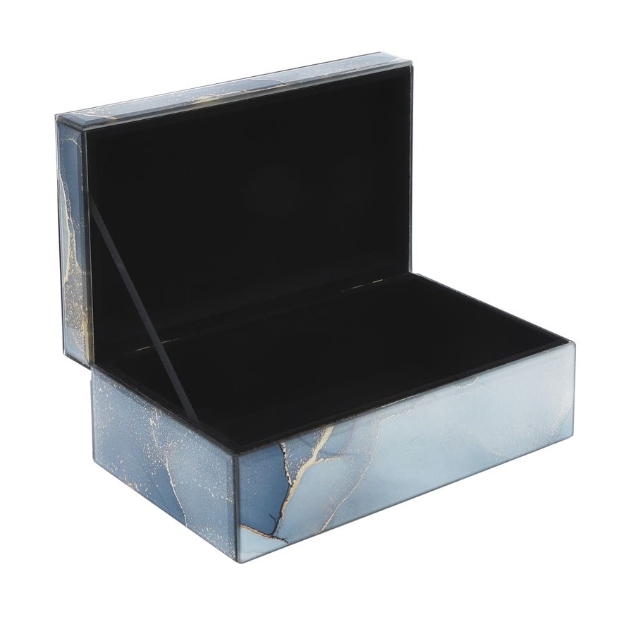 Sagebrook 8"x5" Wood Abstract Box - Blue