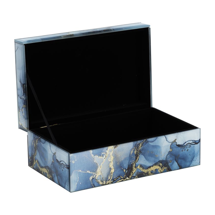 Sagebrook 8"x5" Wood Abstract Box - Blue/Gold