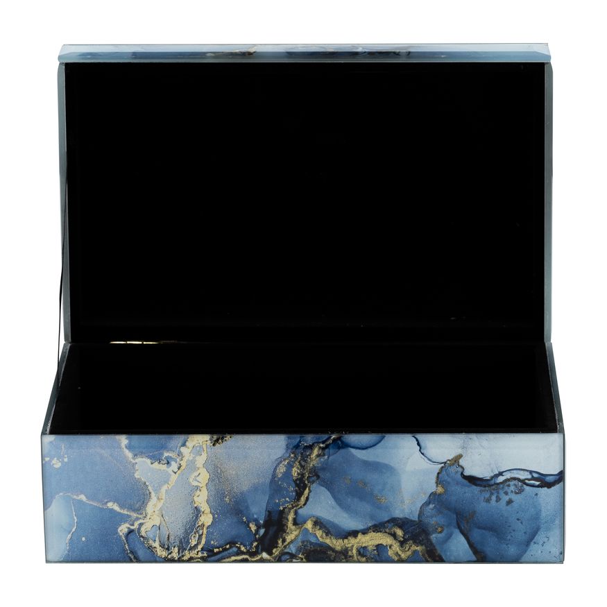 Sagebrook 8"x5" Wood Abstract Box - Blue/Gold