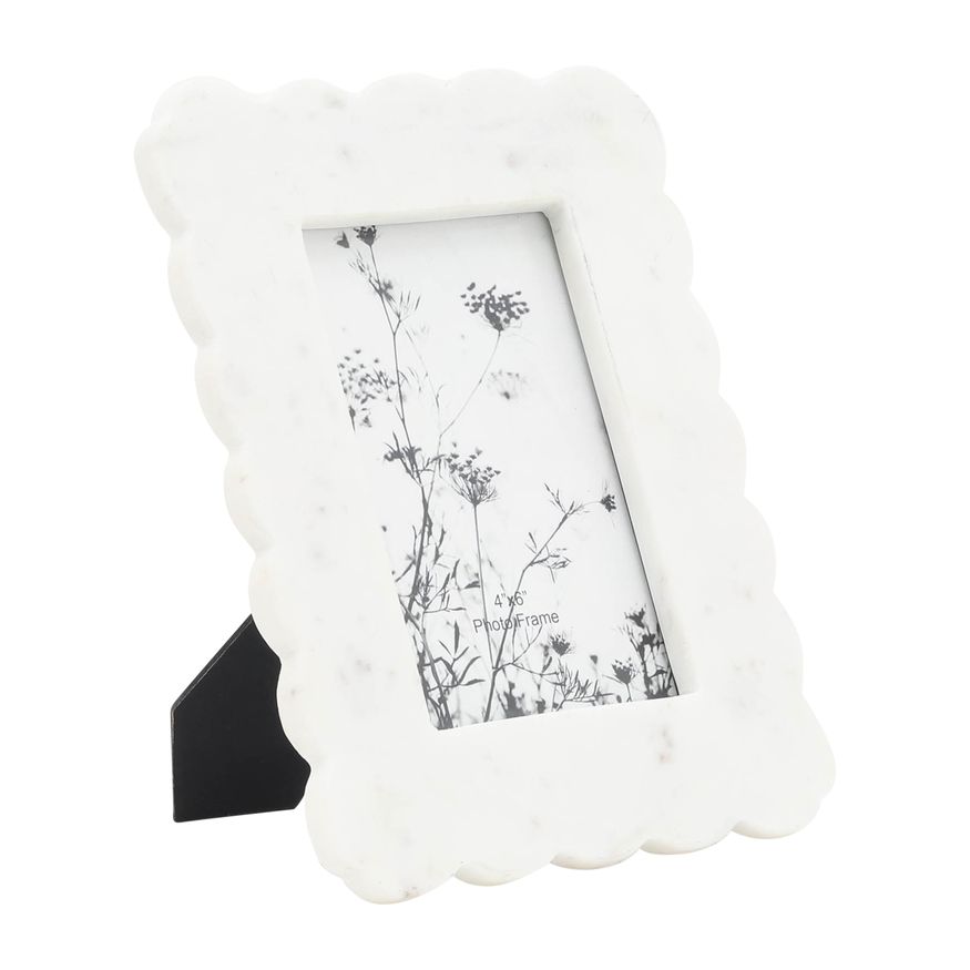 Sagebrook - 4"x6" Marble Ribbon Crimp Photo Frame in White