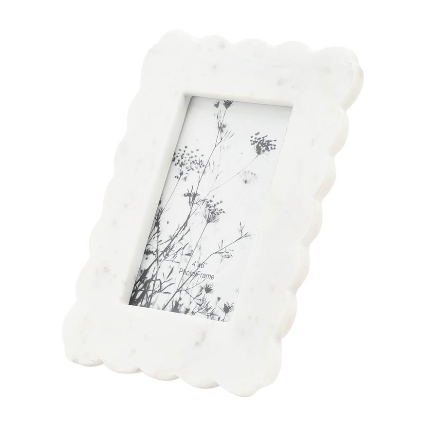 Sagebrook - 4"x6" Marble Ribbon Crimp Photo Frame in White