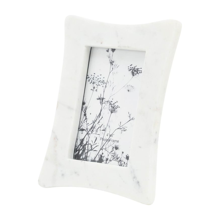 Sagebrook 4"x6" Marble Curved Photo Frame - White