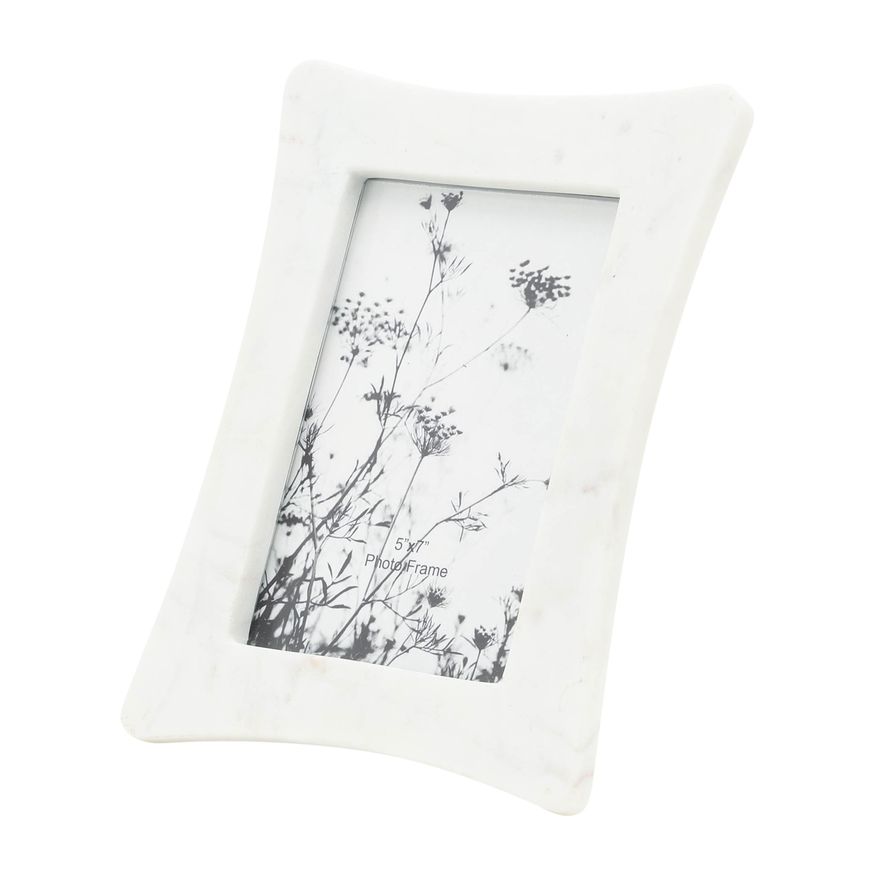 Sagebrook 5"x7" Marble Curved Photo Frame - White